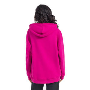 Pull-over à capuche de couleur rose Fuchsia pour femme, Design personnalisé, surdimensionné, avec cordes et poche avant, vente en gros - Product Image 3