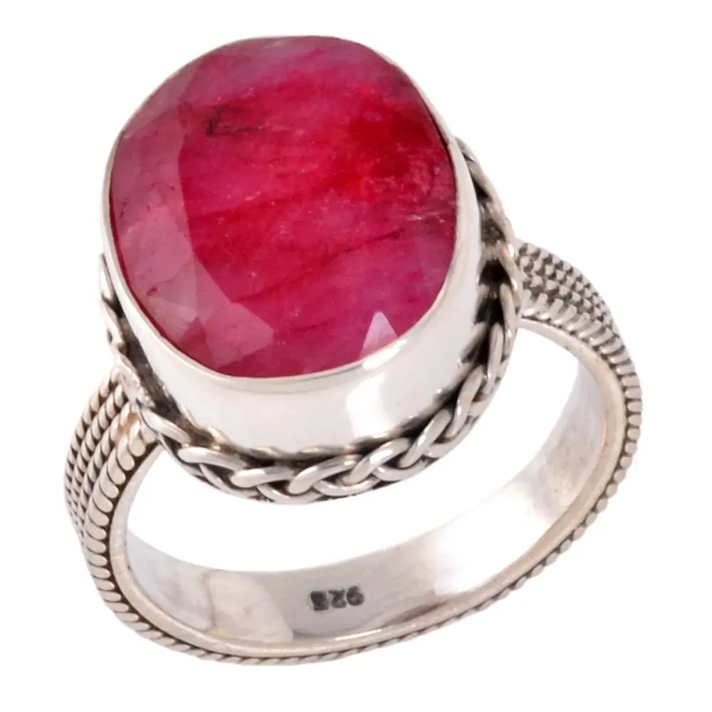 Aantrekkelijke Mooie 925 Sterling Zilver Groothandel Ruby Gemstone Ring Fantastische Look Ruby Groothandel Sterling Zilveren Ring