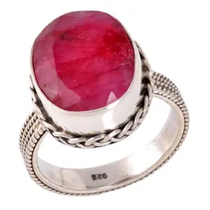 매력적인 아름다운 925 순은 도매 루비 원석 반지 환상적인 보기 루비 도매 순은 반지