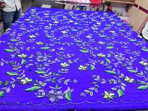 Tissu en polyester respirant large, tissu 3D brodé de fleurs scintillantes, paillettes, dentelle de tulle lourde, broderie fine, mariage - Product Image 5