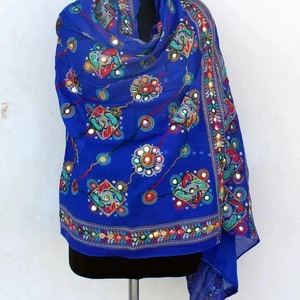 Embroidered Foil Mirror Work <b>Dupatta</b> Colorful <b>Scarves</b> Ethnic Wear Shawls Indian Pakistani <b>Scarf</b> Cotton Shawl Chunni Headscarf - Product Image 2