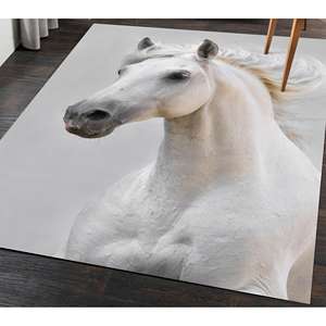 Alfombras Blancas con Estampado de Caballos, Alfombra para Interiores, Antideslizante, Fácil de Limpiar, con Pelo Suave - Product Image 3