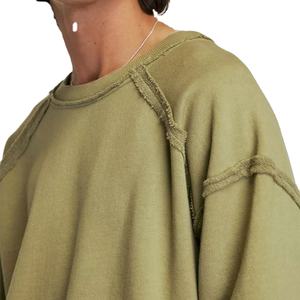 Venta al por mayor jogging hombres chándal personalizado borde crudo diseño sudaderas con capucha sudadera casual fit cuello redondo oversize unisex sudaderas - Product Image 3