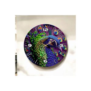 Motif animal coloré et impression de chiffres 50cm horloge murale de table en bois silencieuse idée cadeau - Product Image 1