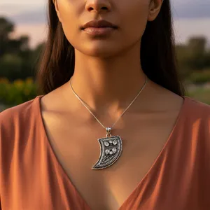 "925 Rhodium-Plated <b>Silver</b> Teardrop Pendant with CZ Stones for Women-Religious <b>Charm</b> Pendant" - Product Image 2