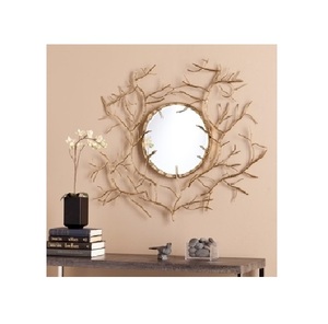 Venta directa de fábrica 2025 Espejo de pared de metal de mejor decoración con marco acabado dorado en forma de estilo de diseño moderno para decoración de pared - Product Image 1