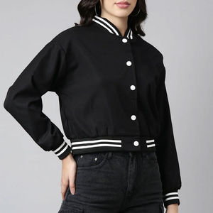 Haute qualité automne hiver femmes laine veste manteau à manches longues Plaid culture varsité veste femme décontracté Bomber veste pour les femmes - Product Image 3