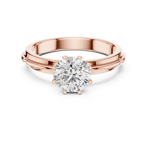 Anillo de Compromiso de Oro Amarillo de 14K con Diamante Redondo de 1 Quilate Cultivado en Laboratorio |   Joyería Clásica para Mujer con Certificación IGI - Product Image 5