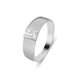 NOVAMART Fine Buy Premium 925 Pure Sterling <b>Silver</b> <b>Rings</b> for <b>Men</b> Geometric Design with Zircon Stone Rhodium Plated Everyday Wear - Product Image 1