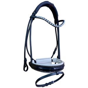 Brida de caballo de cuero enrollado equino Cómodas bandas ecuestres con cristales y equipo de caballo de tachuela de banda nasal sueca - Product Image 2