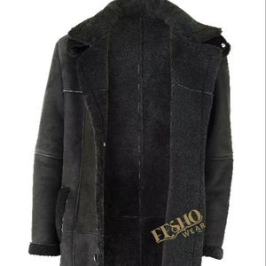 Cold Winter Jackets Arctic Winter Trench <b>Coat</b> Sheep Shearling Genuine Leather <b>Black</b> Warm Outerwear Men Women Fashion wear - Product Image 1