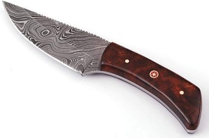 Cuchillo de Caza de Hoja Fija Hecho a Mano con Mango de Palisandro, Cuchillo Bu/aft de Damasco de Tamaño Personalizado con Funda de Cuero - Product Image 4