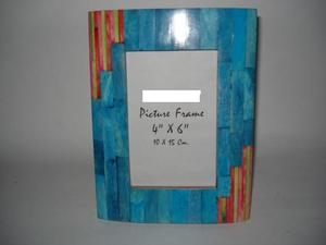 Luxurious Handcrafted <b>Picture</b> <b>Frame</b> Assortment Distressed Rustic Wood Bold Geometric And Color Block Designs Unique Tabletop - Product Image 3