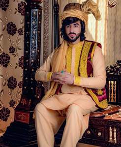 Top Trendy Casual Tallas grandes Afghani Hombres Shalwar Kameez Trajes Ropa islámica Color blanco Algodón Bordado Diseño - Product Image 6