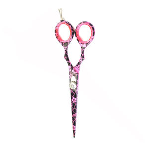 Ciseaux de coupe de cheveux de barbier enduit de papier de fleur ciseaux de salon de beauté à lame tranchante droite avec vis réglable en ruban - Product Image 6