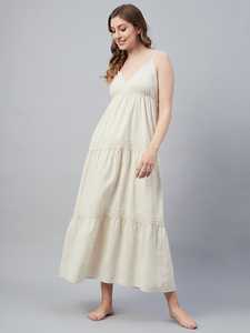 2025 Venta caliente largo blanco Maxi para mujeres bohemio señoras ajuste holgado 100% tela de algodón sin espalda escalonado encaje Floral señoras vestido - Product Image 3