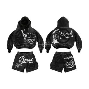 Ensemble 2 pièces personnalisé avec logo, effet délavé, comprenant un sweat-shirt et un pantalon de survêtement, une veste courte et une mini-jupe pour femme - Product Image 2