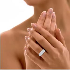 Anillo de compromiso de oro pavimentado con diamantes cultivados en laboratorio, banda de boda hecha a mano, regalo de aniversario único para mujeres, joyería fina para fiestas - Product Image 2