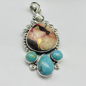 Hermoso colgante turquesa colgante de plata 925 colgante bohemio de plata esterlina, colgante para mujer colgante de diseñador Ideas de regalo - Product Image 4