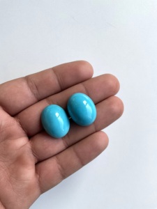 Cabochons turquoise d'Arizona de 49,70 carats, paire de 2 pièces, pierres précieuses naturelles pour la fabrication de bijoux fins - Product Image 5