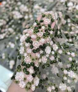 100% tela de encaje de poliéster orgánico hilo de cuentas bordadas para niñas Lehenga estilo ecológico para bodas Recepciones - Product Image 2