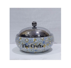 Wooden And Meena Work Food Serving Casserole Dish With Steel <b>Lid</b> Greatest Quality Kitchenware Hot <b>Pot</b> In India - Product Image 3