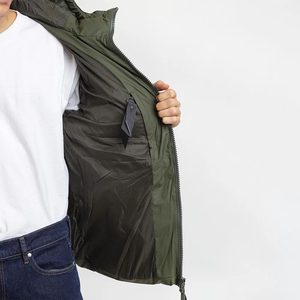 Veste matelassée à capuche vert olive pour homme, épaisse, chaude, d'hiver, isolée, 100 grammes, imperméable, coupe-vent, fermeture éclair sur le devant, vêtements d'extérieur - Product Image 5