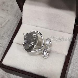 Rough Women's <b>Ring</b> Natural Labradorite Gemstone <b>Adjustable</b> Designer Christmas Gift Handmade Jewelry 925 <b>Sterling</b> <b>Silver</b> <b>Ring</b> - Product Image 1