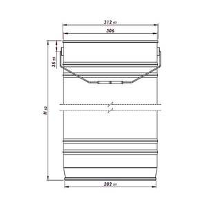 Tambour cylindrique en acier de qualité supérieure, diamètre 306 mm, personnalisable, capacité totale de 24 à 32 litres. - Product Image 4
