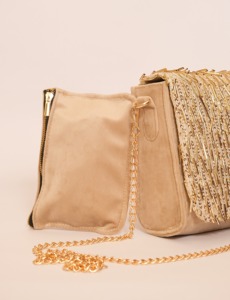 Pochette de soirée en velours de luxe pour femmes avec paillettes et sangle de chaîne sac à bandoulière brodé pour les fêtes et les mariages - Product Image 4