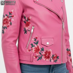 Venta al por mayor de invierno de las mujeres elegantes transpirable chaquetas de cuero personalizado con bolsillos y cremalleras - Product Image 6
