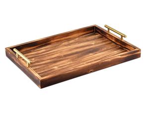 Breakfast Caddy / Serving <b>Tray</b> / Tea <b>Tray</b> for Home Hotels & Restaurants Solid Wood Personalized <b>Black</b> Walnut Valet <b>Tray</b> - Product Image 4