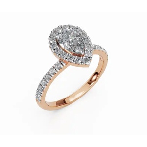 Anillo de Diamante Cultivado en Laboratorio Premium Forever Halo Pear Dreams de 1.007 Ct, Oro de 9, 14 y 18 Quilates, Proveedor Mayorista OEM - Product Image 5