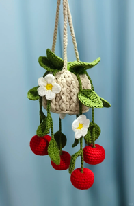 Crochet <b>Car</b> <b>Ornament</b> Accessory False Hanging Plants Home Decor Handmade Gift Custom Pendant Rearview Mirror Faux Potted Bonsai - Product Image 5