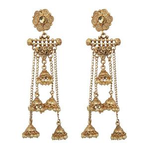 Kriaa Trendy Plaqué Or Diamant Turquoise Zircon Perles Dangler Boucles D'oreilles Or Rose-pour Fête De Mariage ou Cadeau-1313906 - Product Image 1