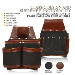 Bolsa Portaherramientas Profesional de Cuero Genuino de Gran Capacidad con Soporte para Martillo y Múltiples Bolsillos para Electricistas y Carpinteros OEM - Product Image 6