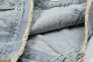 Vestes en jean pour hommes Tissus denim effilochés avec poches lavées vintage personnalisées - Product Image 5