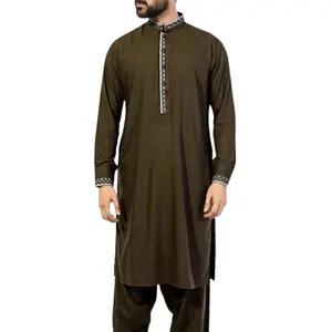 批发工厂棉Shalwar Kameez套装男士，100% 棉休闲Kameez连衣裙，畅销穆斯林Salwar Kameez