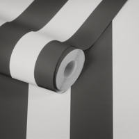 Papier peint rayé non tissé moderne fabriqué en Allemagne - Noir et blanc - 10,05 x 0,53 m - Très résistant à l'eau - Salon - Cuisine