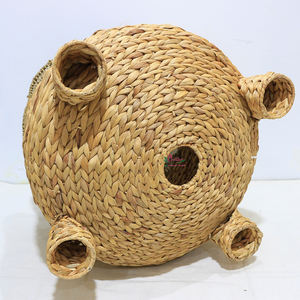 Panier de rangement flexible en jacinthe d'eau brodée, fait main, tressé, avec décoration florale, de l'usine Artex Dong Thap, Vietnam - Product Image 4