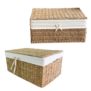 Decorative Handmade SEAGRASS <b>STORAGE</b> <b>BASKET</b> With Removable Cotton Liner Durable Metal Frame for Home Use Vietnam Crafts - Product Image 1