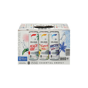 Venta al por mayor de bebidas energéticas Celsius Sparkling Wild Berry, paquete de 12 cajas de 355 ml con 200 mg de cafeína y siete vitaminas del grupo B, Global - Product Image 1
