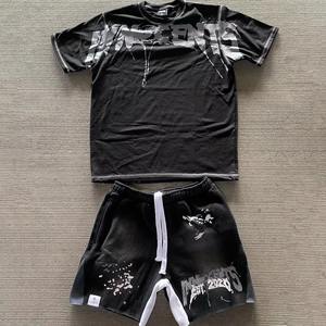 Ensembles pour hommes de t-shirts à couleurs contrastées personnalisées ensembles courts pour hommes ensemble deux pièces short pour hommes t-shirt street casual 2 pièces - Product Image 4