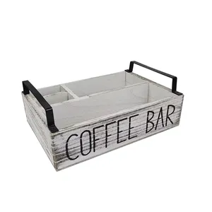 Organizer per stazione di caffè in legno K-cup Coffee Pod Holder cestino portaoggetti con manico per accessori per Bar caffè zucchero tè Espresso