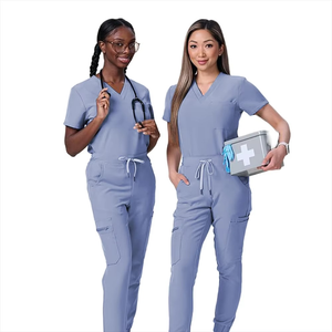 Conjunto de Top y pantalón de nuevo diseño de Enfermería Médica fácil de lavar cómodo para mujer, conjuntos de uniformes médicos de manga corta - Product Image 2