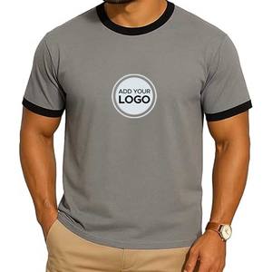 Camiseta de cuello redondo con estilo Ringer Tee Camiseta de algodón central para hombre - Product Image 1