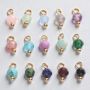 High Quality Faceted Multi Tourmaline Crystal Bead Charms Gold Plated Loop Pendant for DIY Necklace <b>Bracelet</b> Jewelry Making - Product Image 4