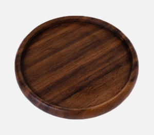Plateau de service en bois foncé avec poignée en laiton, trou, bois d'acacia durable, plateau rectangulaire pour fromage et charcuterie, vente en gros - Product Image 5