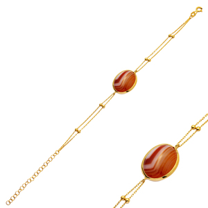 Handmade 925 <b>Sterling</b> <b>Silver</b> <b>Bracelet</b> for <b>Women</b> Oval Shape Tiger Eye Quartz Stone 22K Gold Bezel for Gifts or Parties - Product Image 1