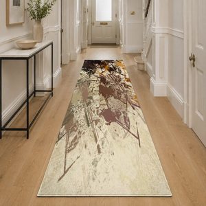 Tapis de salon antidérapant en chenille beige et marron, imprimé numériquement, style abstrait contemporain, lavable en machine - Vente en gros RUGS DEPOT LXDP-0687 - Product Image 5